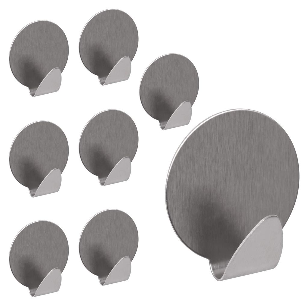 Set mit 8 runden, selbstklebenden Edelstahlhaken – selbstklebende Wandhaken – Handtuchhalter ohne Bohren – schnelle Montage und sicherer Halt...