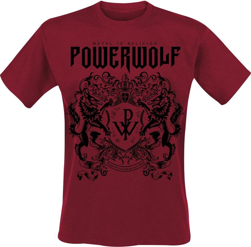 Powerwolf T-Shirt Herren Logo (red) rot Band-Merch, Bands 100% Baumwolle XXL