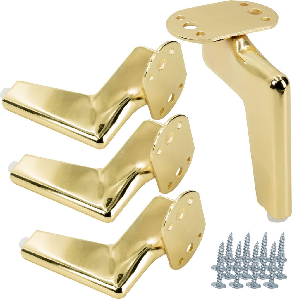 4er Set Möbelbeine Loft in Gold-Chrom, Höhe 12 cm, Minimalistisches Design, Industrie-Stil, Ideal für Sofas, Kommoden und TV-Möbel, Inklusive S...
