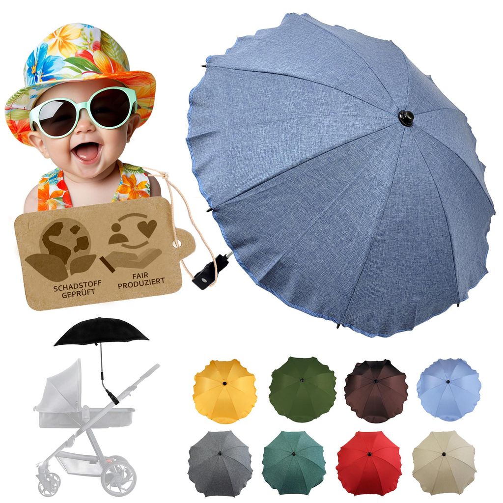 BAMBINIWELT Sonnenschirm für Kinderwagen Ø68cm UV-Schutz50+ Produktbild 