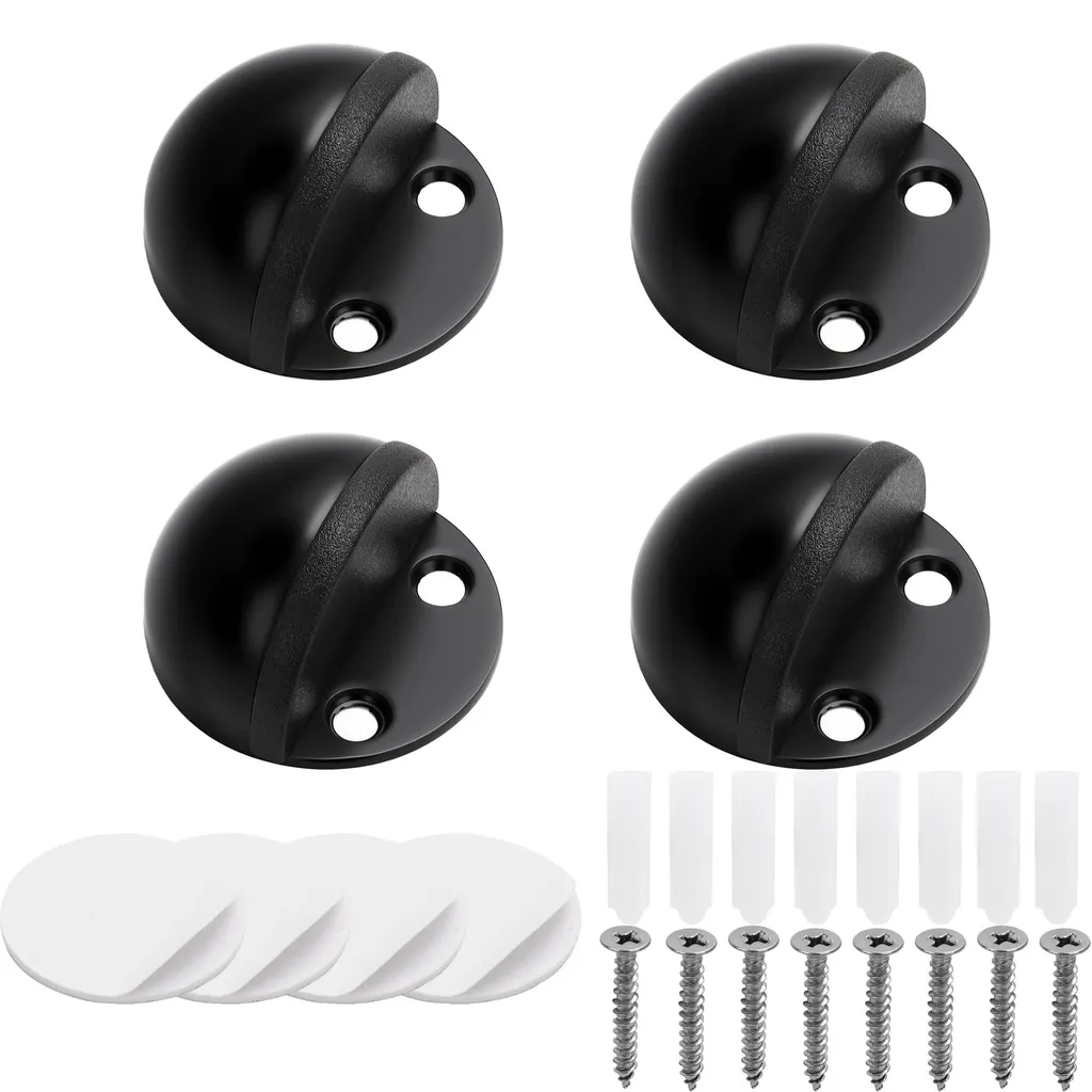 Butée de porte sol noire lot de 4 fixation double adhésive ou à vis