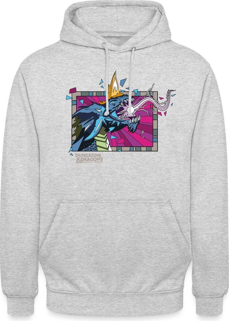 Spreadshirt Dungeons & Dragons DND Blauer Drache Uni Hoodie, 3XL, Hellgrau meliert