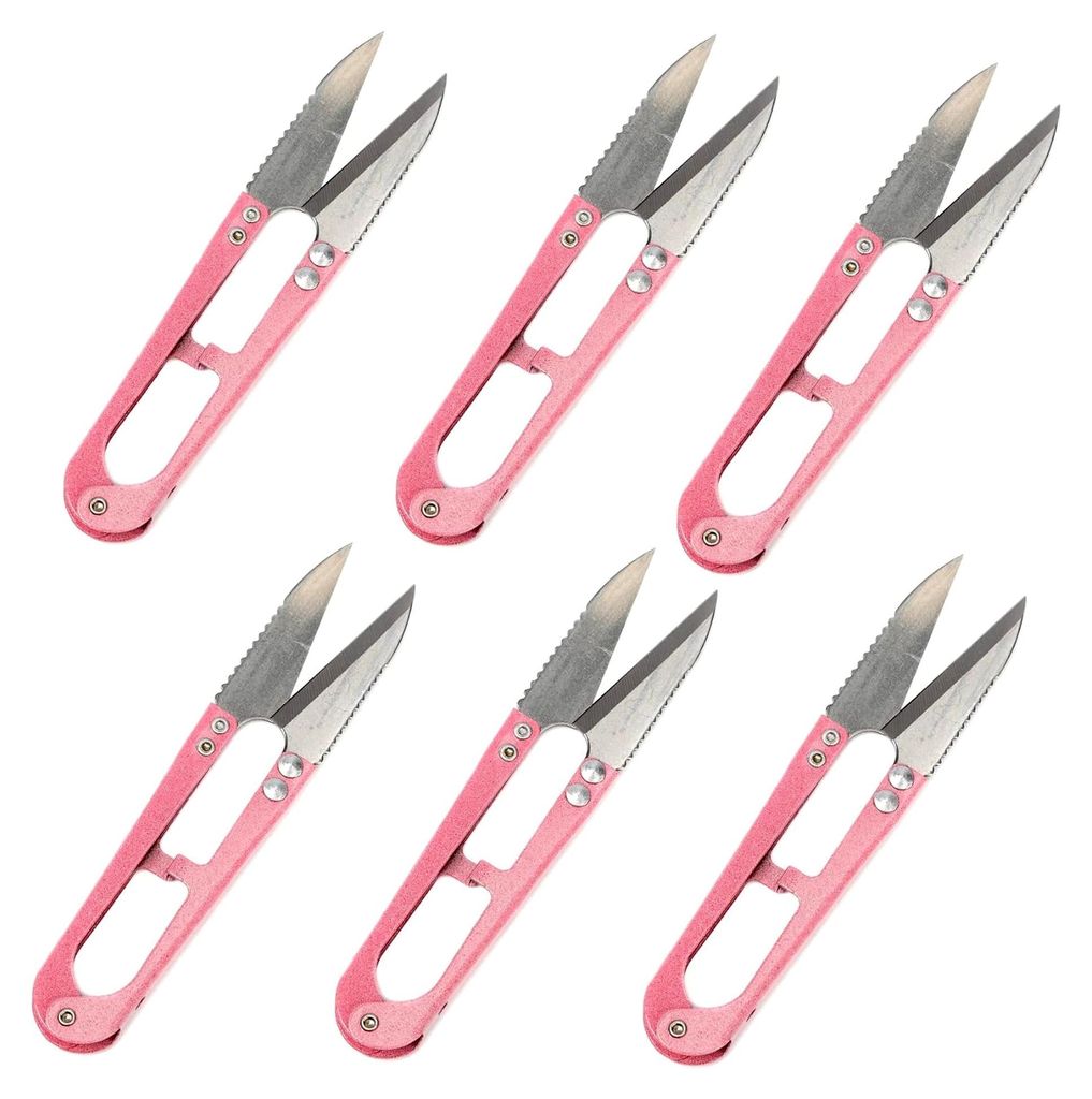 6 Stück 10,9 cm Nähscheren, U-förmiger Garnschneider, kleine Scheren für Stiche, Kunst, Handwerk und DIY-Projekte, Rosa