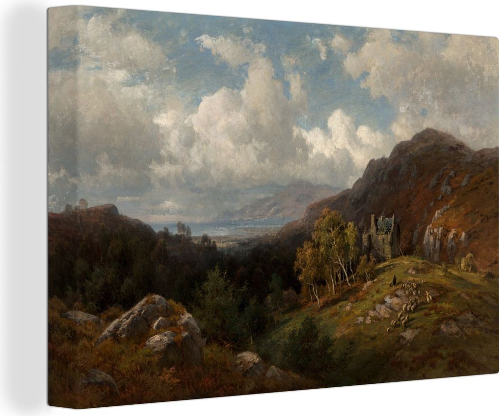 OneMillionCanvasses - Leinwandbilder - 140x90 cm, Landschaft bei Oban, Schottland - Gemälde von Paul Weber, Wandbilder Kunstdruck Wanddekoration...