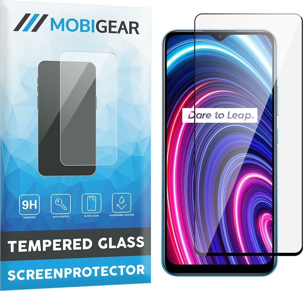 Mobigear Premium Realme C25Y Panzerglas Gehärtetes Glas Displayschutz - Hüllenfreundlich - Schwarz