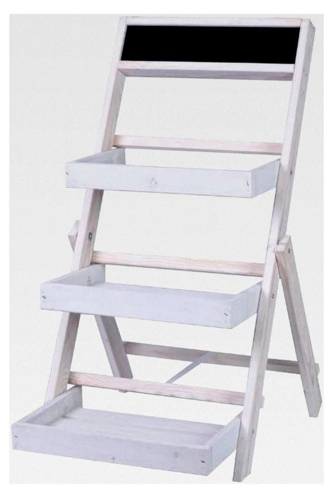 Blumentreppe Blumenregal Etagere Pflanzenregal Holztreppen Garten in 3 Farben (Weiß)