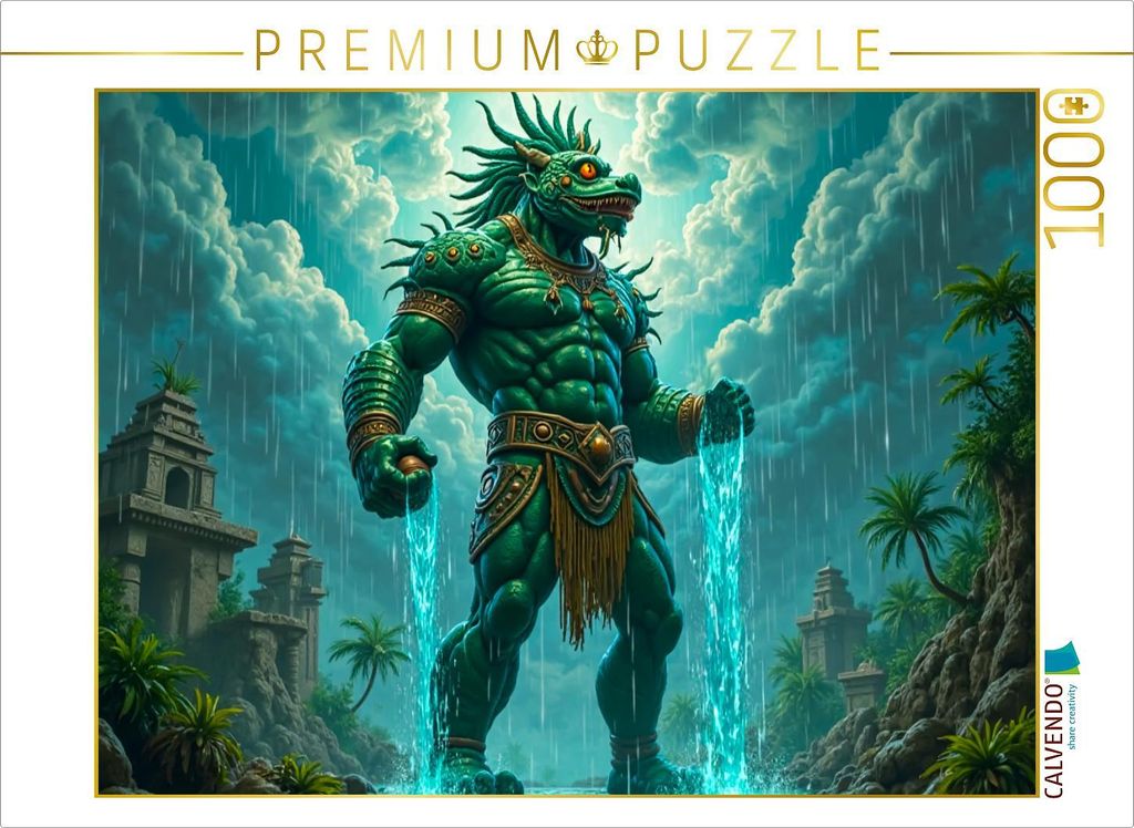 CALVENDO Puzzle Tlaloc, der Gott des Regens, Donners und der Fruchtbarkeit | 1000 Teile Lege-Größe 64x48cm Foto-Puzzle für glückliche Stunden