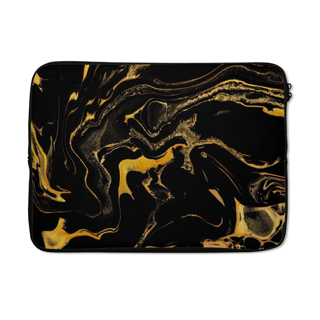 MuchoWow Laptop Hülle 13 Zoll Muster - Gold - Schwarz Laptoptasche - Laptophülle - Sleeve - Rundumschutz