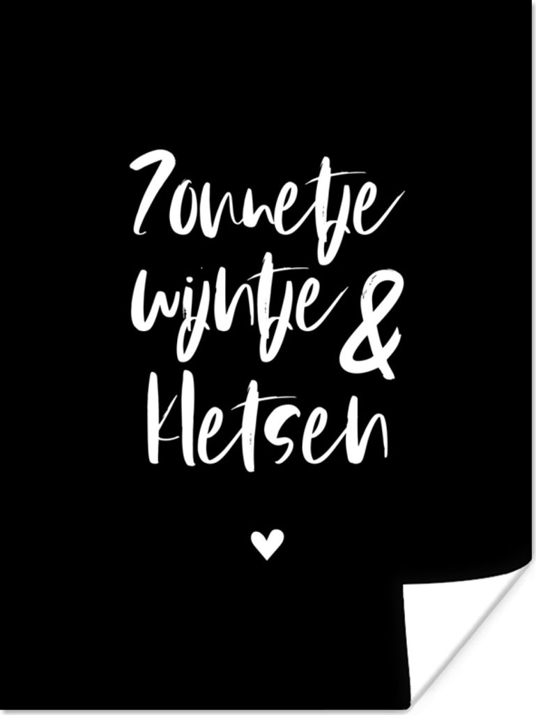 MuchoWow Poster Zitate - Sonnenschein, Wein & Chat - Text - Wein - Sommer 90x120 cm - Wohnzimmer
