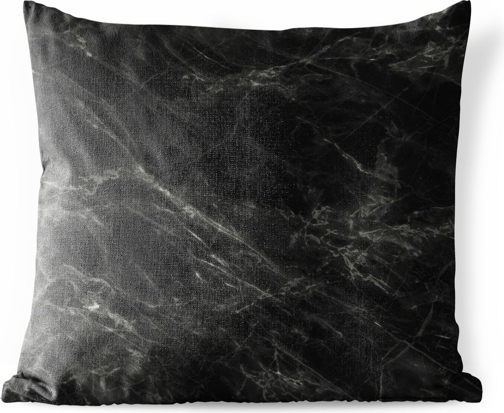 MuchoWow Outdoor Kissen - Marmor - Chic - Schwarz - Grau - 60x60 cm - Wetterfest - Lounge Kissen - Dekoration - Schlaf Kissen