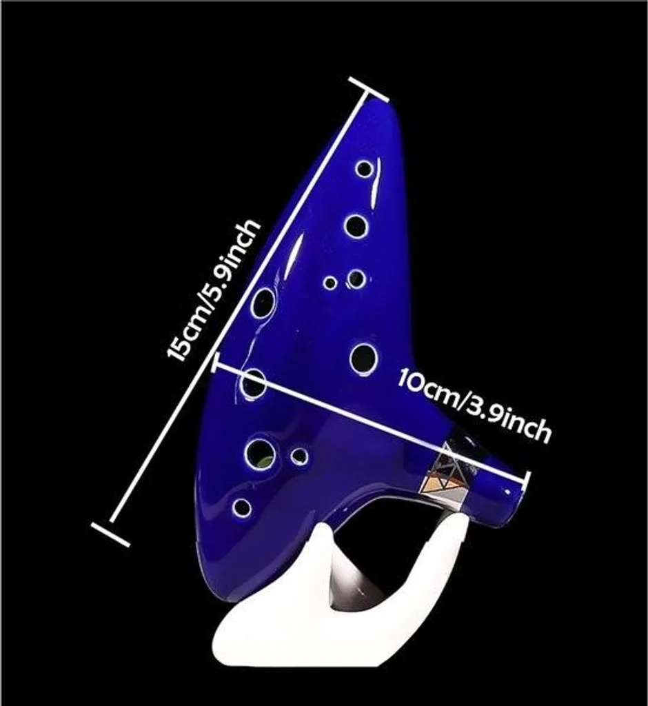 Ocarina Zelda 12 trous en do grave bleu avec étui et livret musical