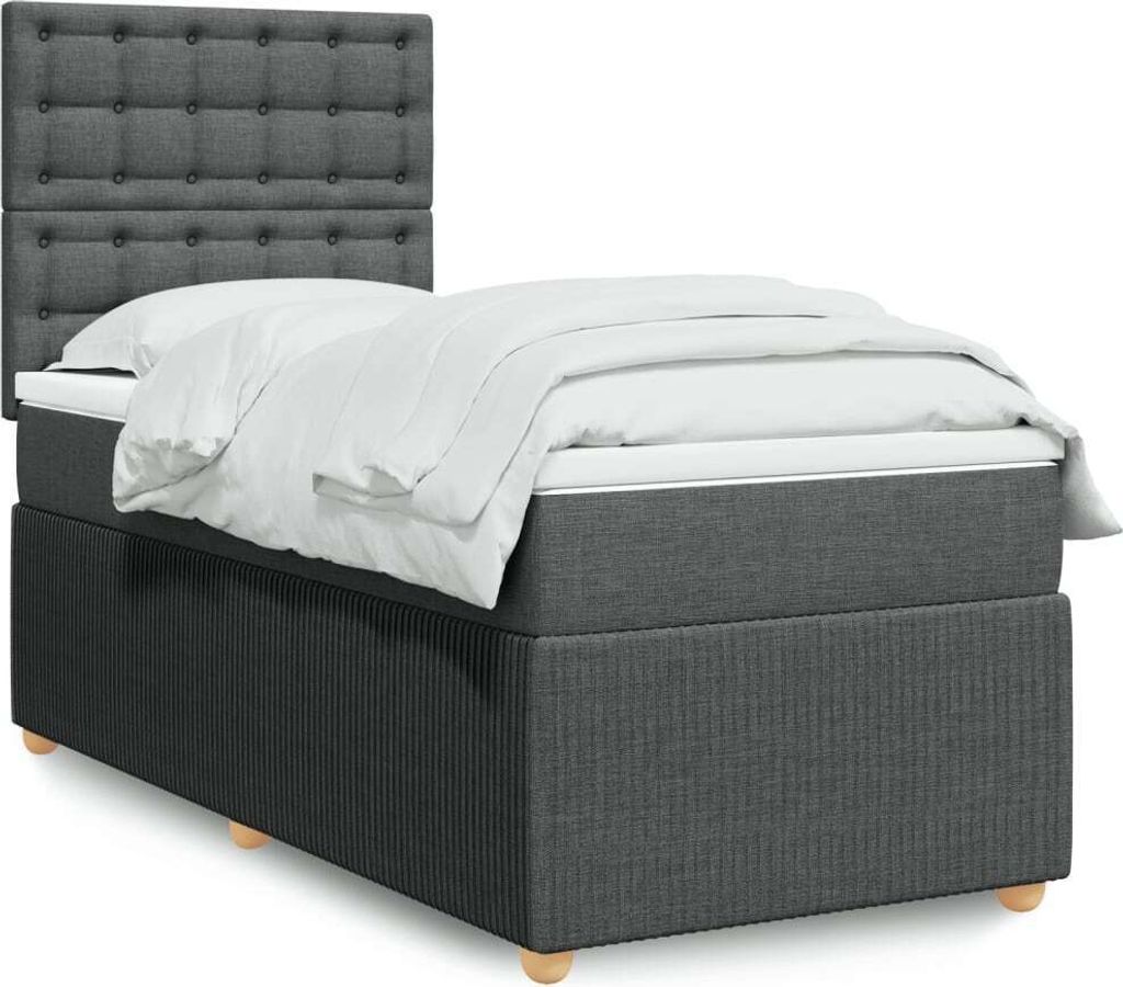 Maison Exclusive - Boxspringbett mit Matratze Dunkelgrau 90x200 cm Stoff