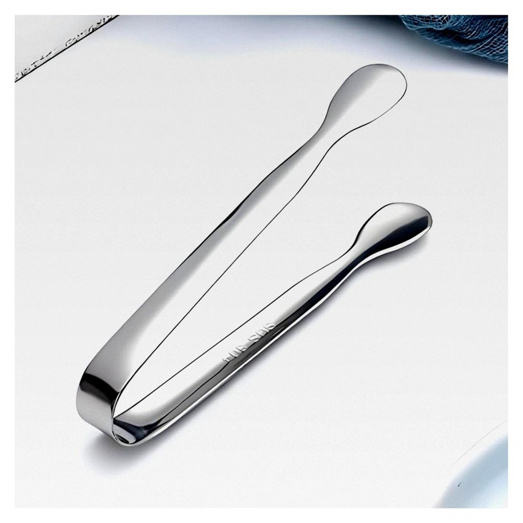 Edelstahl Zuckerzange 2er Set – Silber matt Servierzange für Süßigkeitenbuffet und Grillpartys
