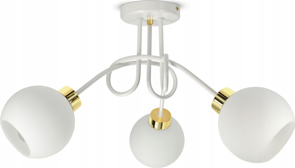 LUXOLAR - Led Deckenleuchte - Deckenlampe 3 flammig Weiß E27 60W - Hängelampe wohnzimmer für Wohnzimmer, Küchen - Weiß Glas Kugeln