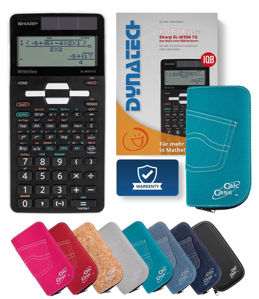 Sharp EL-W550TG Taschenrechner mit Schutztasche türkis und Fachbuch