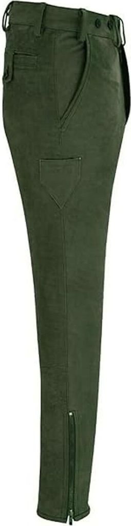 Jagd lederhose Kniebundhose Jägerhose trachten & wanderhose Nubuckleder, Größe:58/3XL, Farbe:Dunkelgrün