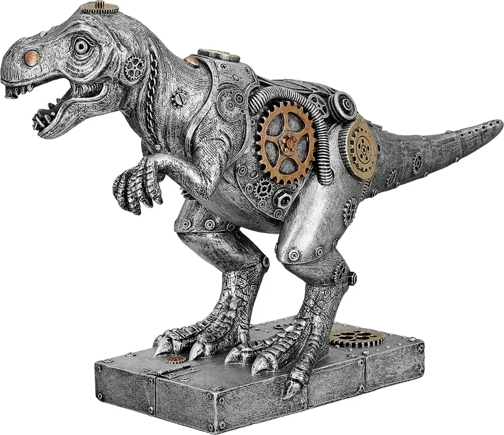 Objet Déco Dinosaure Steampunk Argent 40cm pour Bureau et Salon Chic
