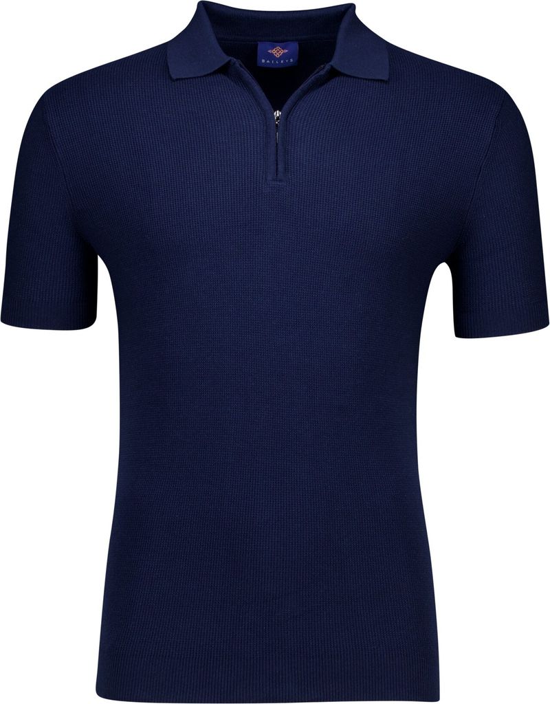 Baileys Polo einfarbig dunkelblau mit Reißverschluss normale Passform