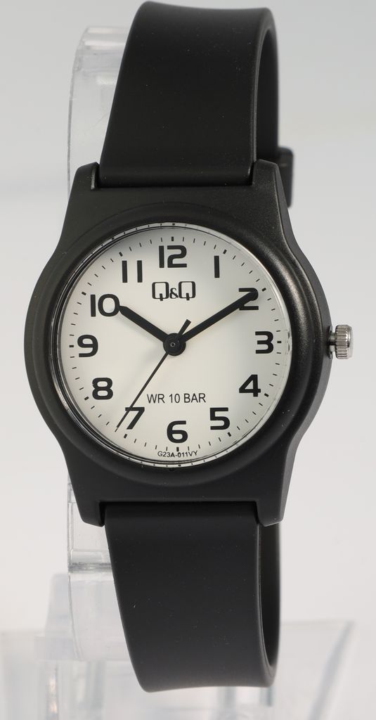 Q&Q Uniuhr mit Silikonarmband, 10 ATM, 3-Zeiger/analog, schwarz/weißes ZB