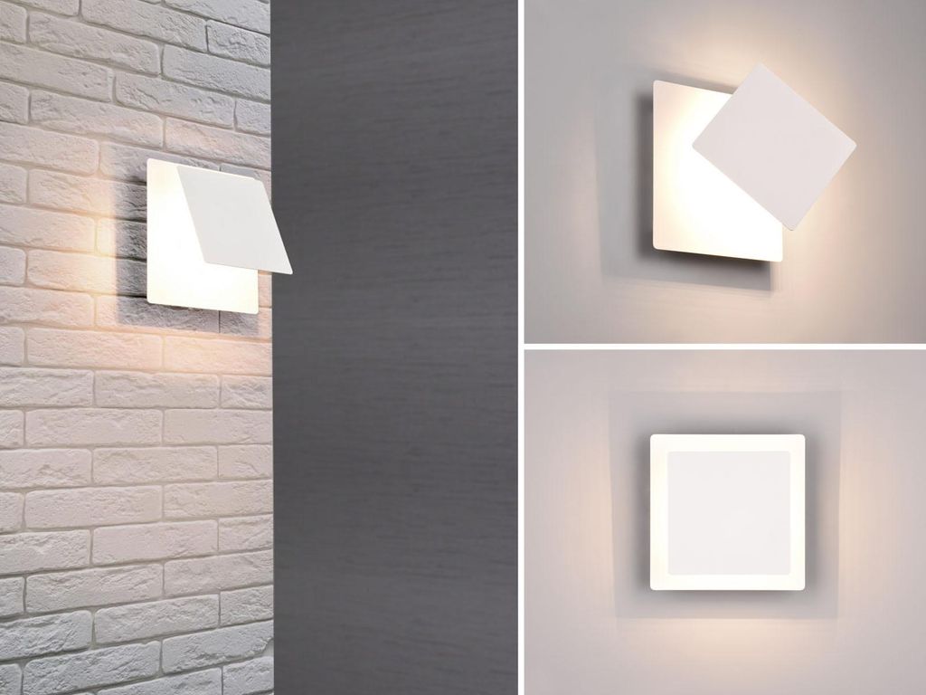 2er SET LED Wandleuchten innen mit indirekter Beleuchtung Weiß eckig, Wohnzimmer