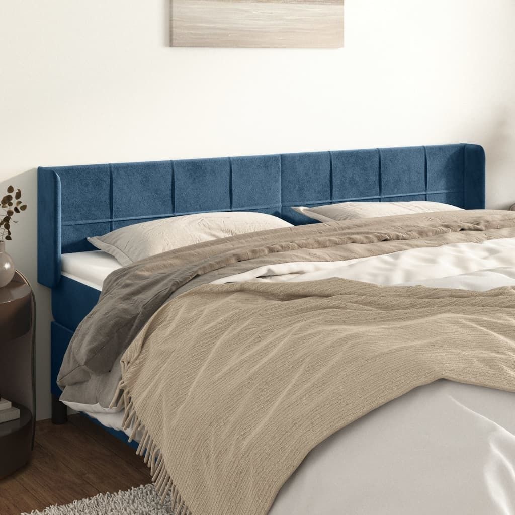 Maison Exclusive - Kopfteil mit Ohren Dunkelblau 163x16x78/88 cm Samt