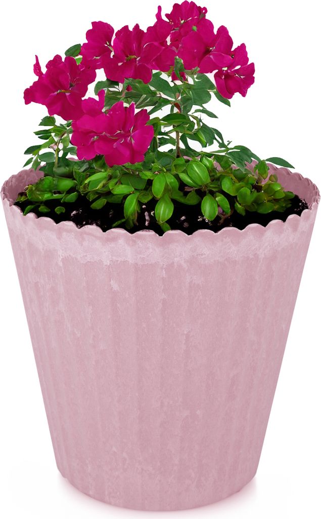 Blumen-Topf alt-rosa geriffelt als Outdoor Pflanzen-Topf Produktbild 