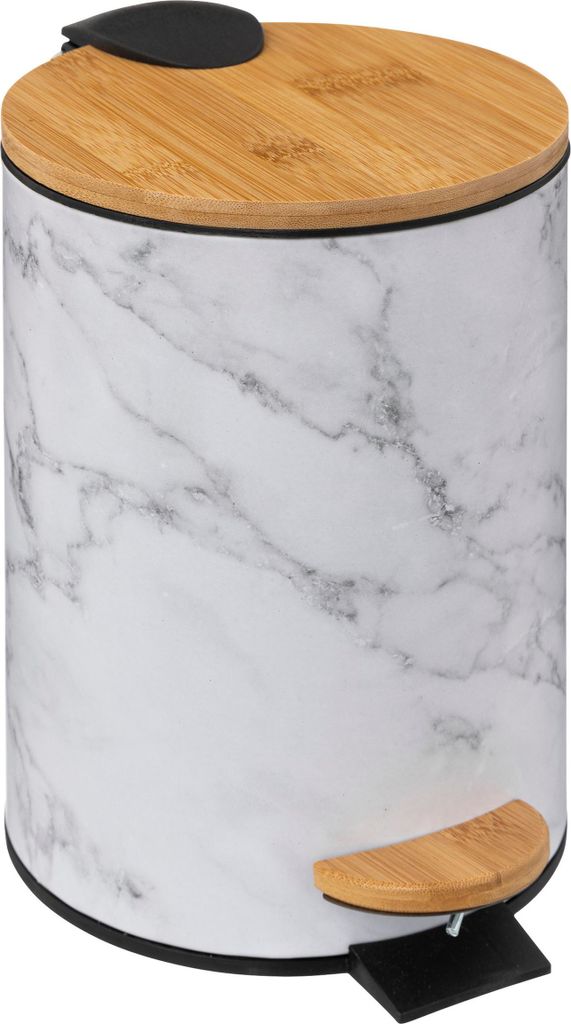 Abfalleimer soft close metall 3l "lea" weiß marmoreffekt - 5 five simply smart