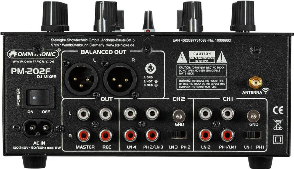 Mixeur DJ compact OMNITRONIC PM-202F pour mixer sans ordinateur via USB - 3