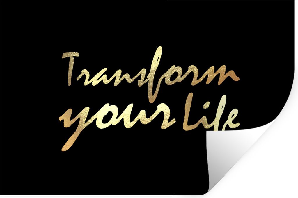 MuchoWow Wandtattoo Wandsticker Wandaufkleber Zitat - Leben - Gold - Schwarz 60x40 cm Selbstklebend und Repositionierbar - Wierderverwendbar - Se...