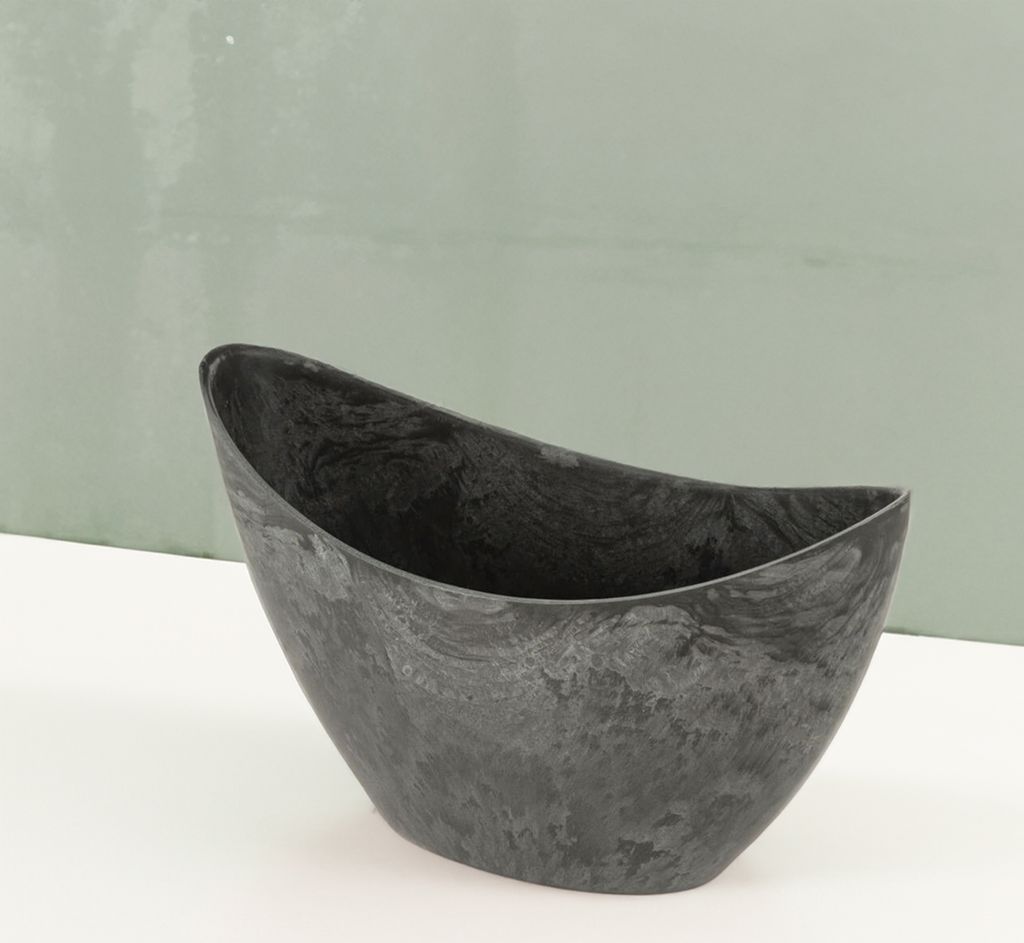Grande jardinière d'extérieur vintage ovale 55 cm gris Image du produit 