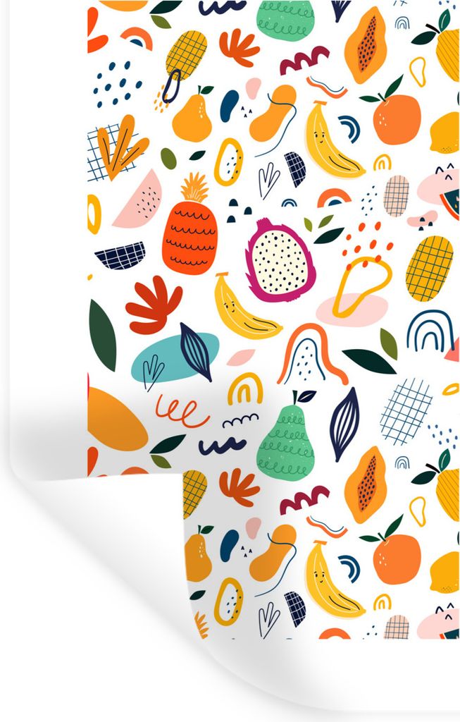 MuchoWow Wandtattoo Wandsticker Wandaufkleber Obst - Lebensmittel - Muster - Abstrakt - Bananen 60x90 cm Selbstklebend und Repositionierbar - Sti...