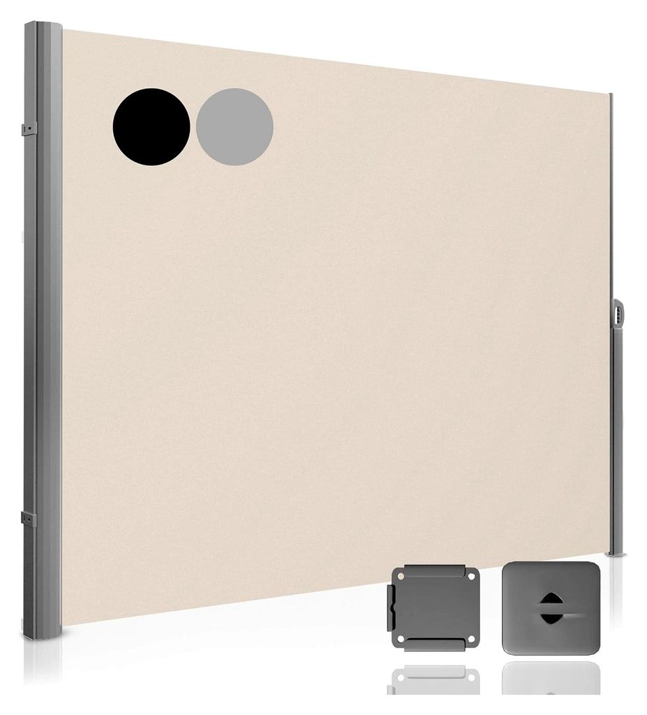Ausziehbare Seitenmarkise 200x300 cm aus Aluminium für Sichtschutz auf Terrasse, Balkon und im Garten (Beige)