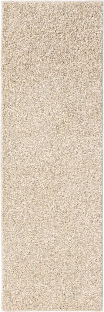 benuta Teppich Wohnzimmer Soho Creme 80x250 cm Hochflorteppich Wohnzimmerteppich Läufer Rutschfest Flauschig Plüsch Shaggy Weich