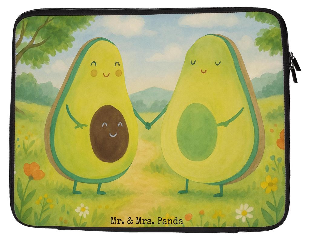 Mr. & Mrs. Panda Laptop Hülle Avocado Pärchen Design 33 x 42 cm - Weiß - Geschenk, Laptoptasche, Familie, Laptophülle, Sleeve, Tasche, Avocados...