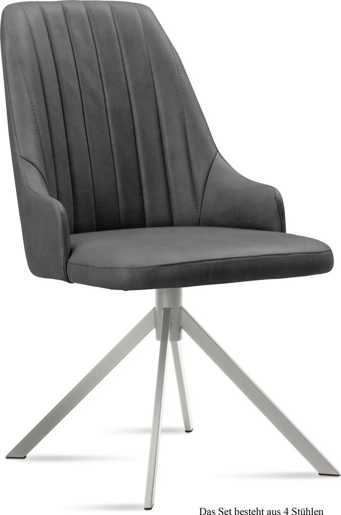 Esszimmerstuhl (4er-Set) Dorrit 52x91x60 Edelstahl/Grau