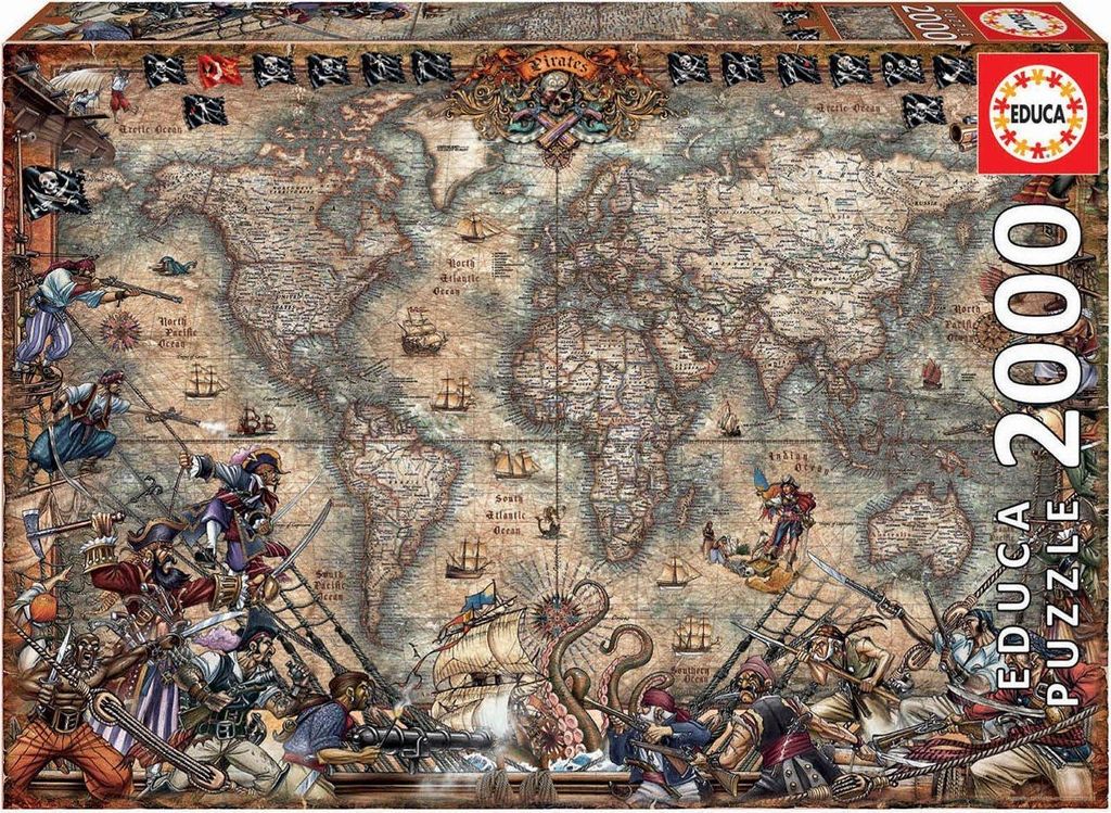 Educa - Pirtska mapa sveta 2000 dielikov puzzle Obrázok produktu 