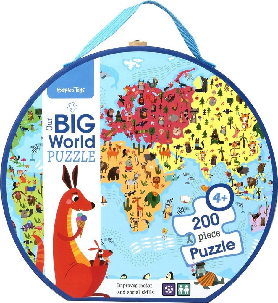 Barbo Toys dekoratives Weltkarte Puzzle Lernabenteuer im praktischen Koffer
