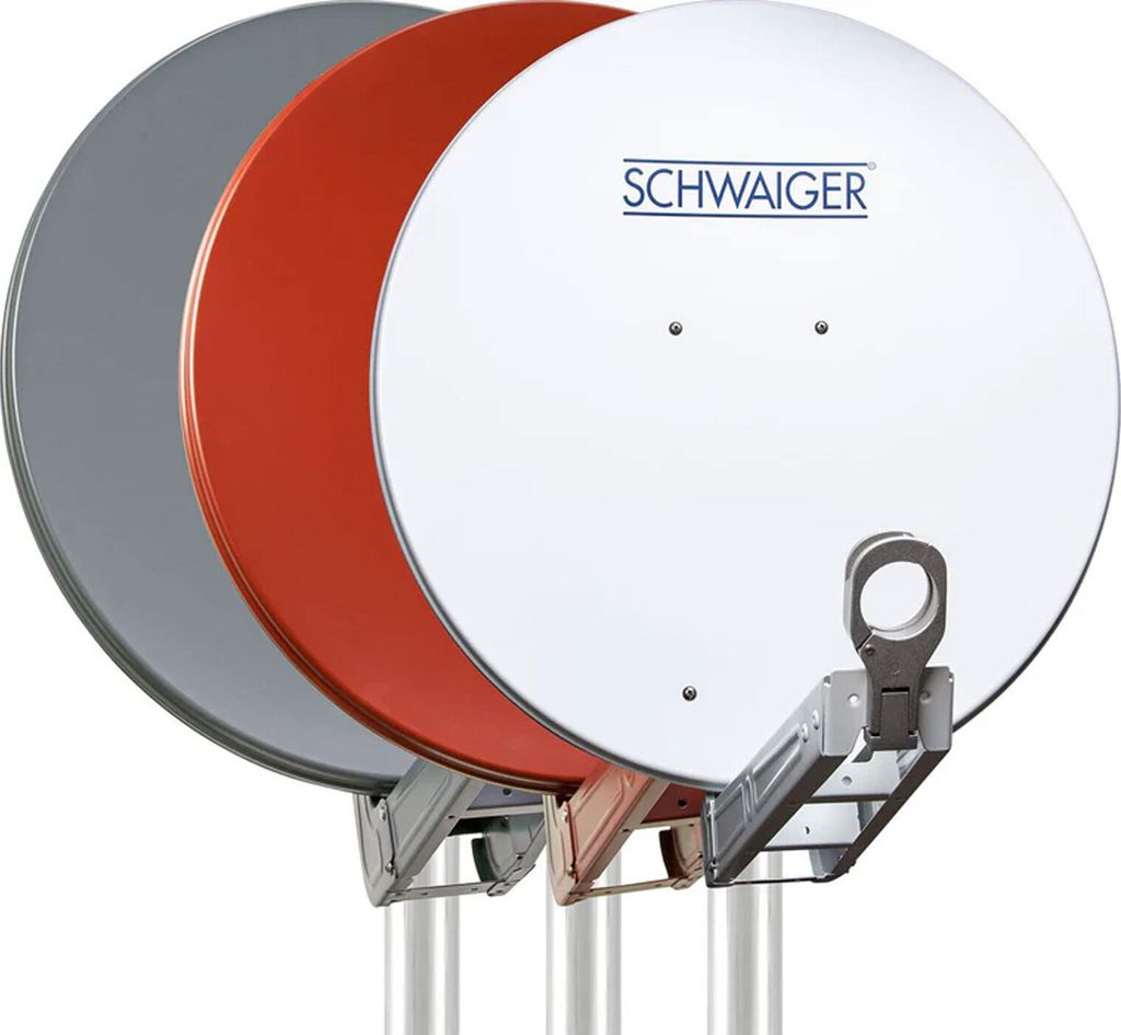 Schwaiger Sat Spiegel 75cm, Alu, Premium, vormontiert Ziegel