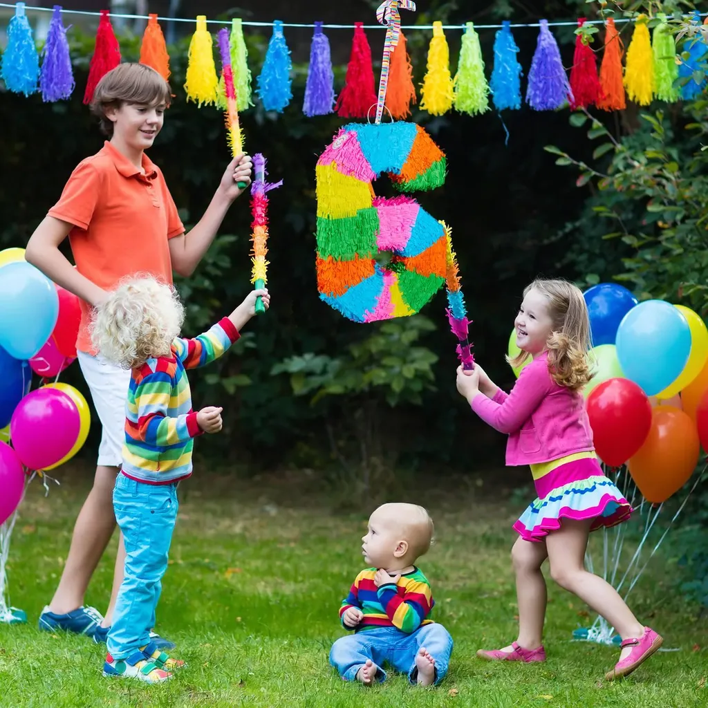Grande Pinata numérotée robuste et colorée pour anniversaire de 1 à 99 ans - 3