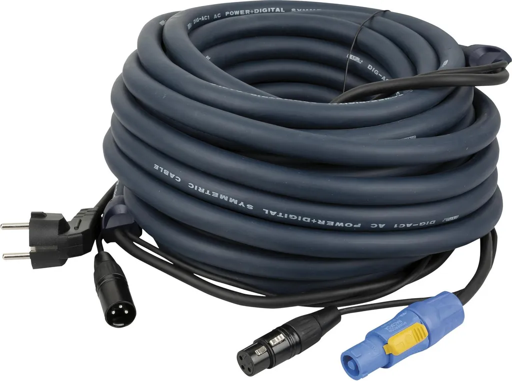 Cordon alimentation Powercon et Signal DMX pour lyre et projecteur