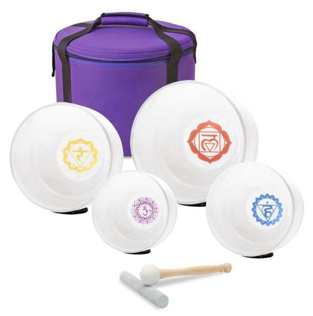 keepdrum Klangschalen-Set 4-Chakren Set farbig mit Zubehör