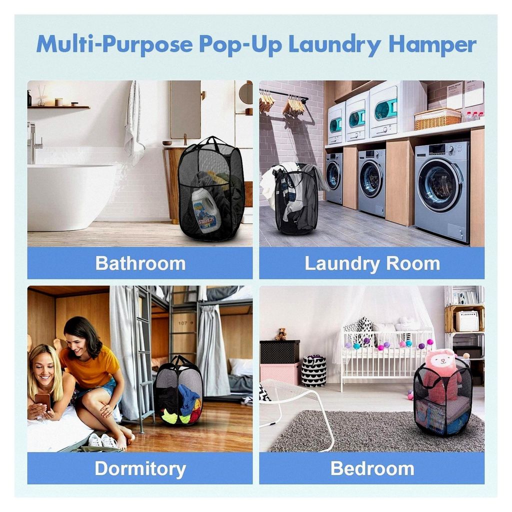 Faltbarer Wäschekorb mit Tragegriffen für Reisen und Camping