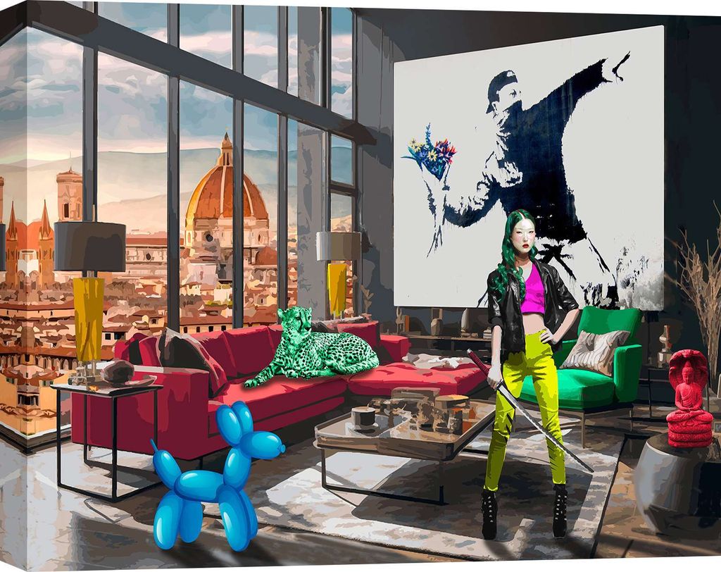 Leinwandbilder, Moderne Pop-Art – Gerard Madau, Surrealofts: Florenz - 100x70 cm