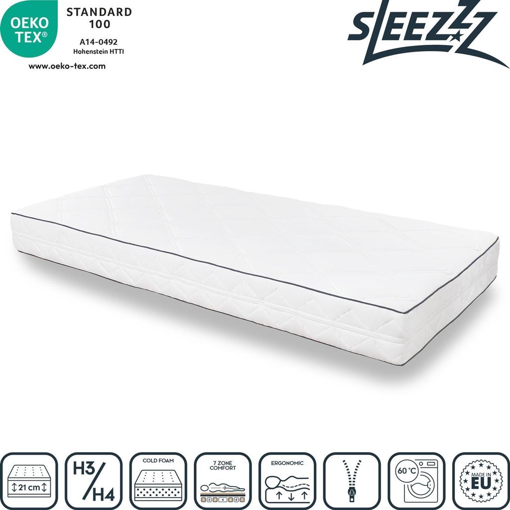 7 Zonen Matratze Sleezzz Superior 100 x 200 cm, Höhe 21 cm, Produktbild 