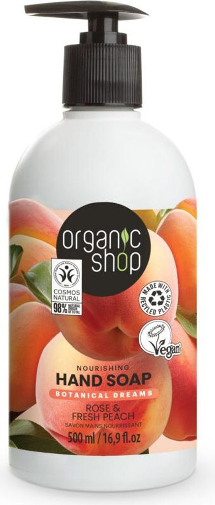 Organic Shop - Handseife Rose & Pfirsich - Pflegend und Feuchtigkeitsspendend - 500 ml - 1 Stück