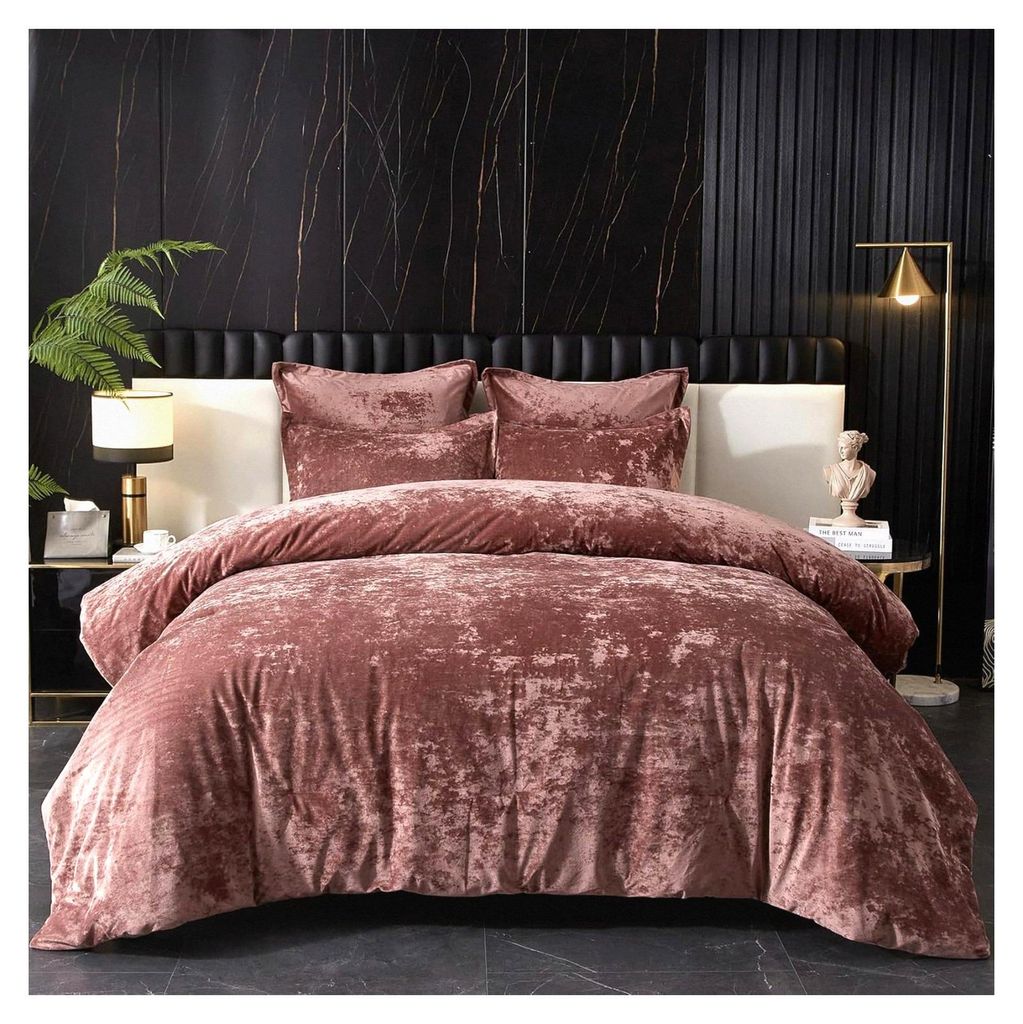 Schmusetuch aus Pannesamt, Queen-Size-Bett, leichtes 5-teiliges Set, ultraweich, atmungsaktiv, rosa, gemütliches Flanell, Queen-Size-Größe