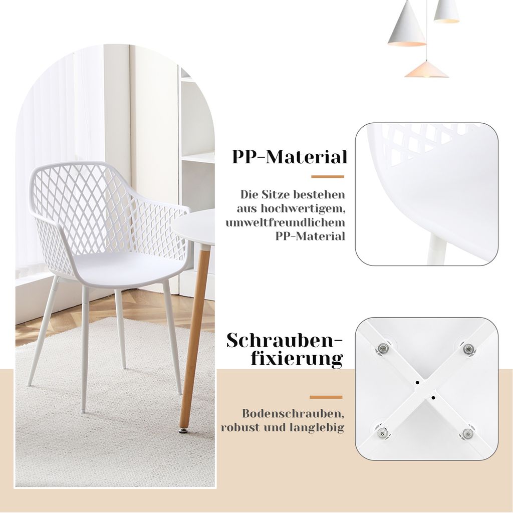 H.J WeDoo 6er Set Esszimmerstühle Gartenstuhl , Outdoor Produktbild 4