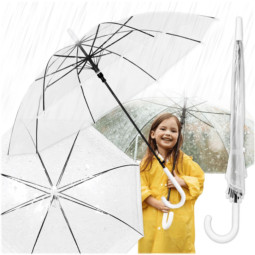 KRUMAD Transparenter Regenschirm 71 cm, Großer Stockschirm Produktbild 