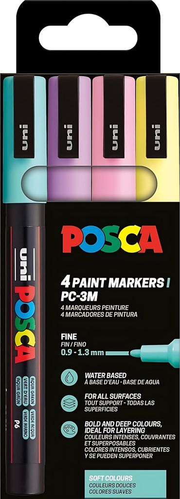Posca 186542 POSCA Marker UNI PC-3M 4er Set Soft Colo Immagine del prodotto 