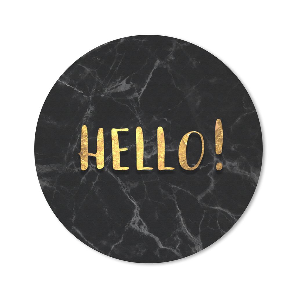 MuchoWow Mauspad Mousepad Zitat - Hallo - Gold - Marmor 40x40 cm - Mousepads - Maus Mat - Pad - Mausunterlage - Schreibtisch Accessoires